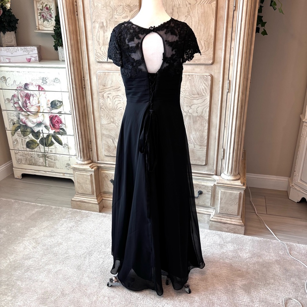 NEW Black Dress, Black Chiffon Dress, Black Dress with Rhinestones, NWOT-Size 10 - Picture 4 of 8